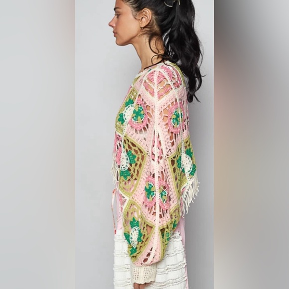 NWT Pol Round Neck Long Sleeve Crochet Cropped Fit Top Sweater New Pullover - Picture 3 of 6